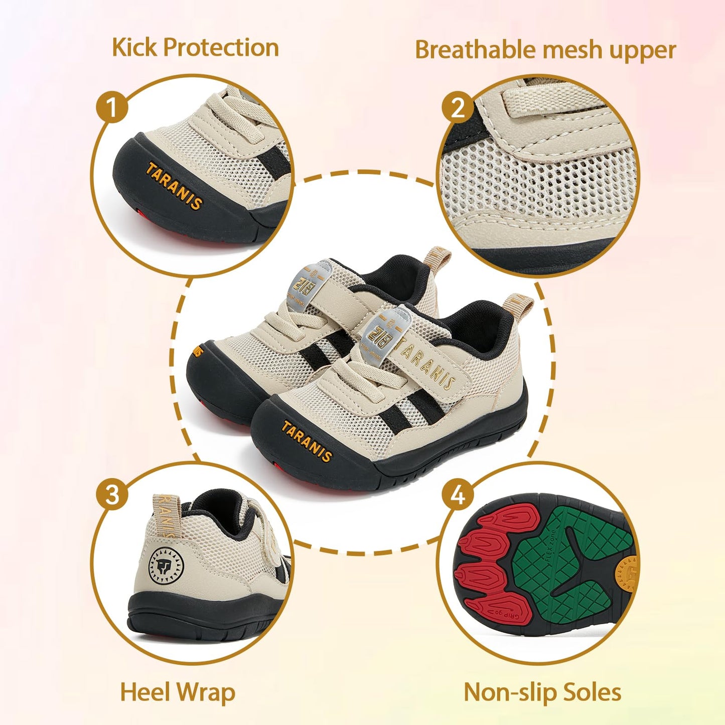 Toddler Walking Sneakers – Lightweight Non-Slip Outdoor Shoes