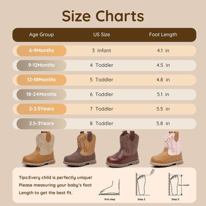 Baby & Toddler Cowboy Boots – All-Season Round Toe